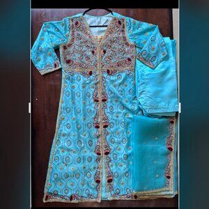 Turquoise Blue Salwar Kameez (Punjabi Suit)